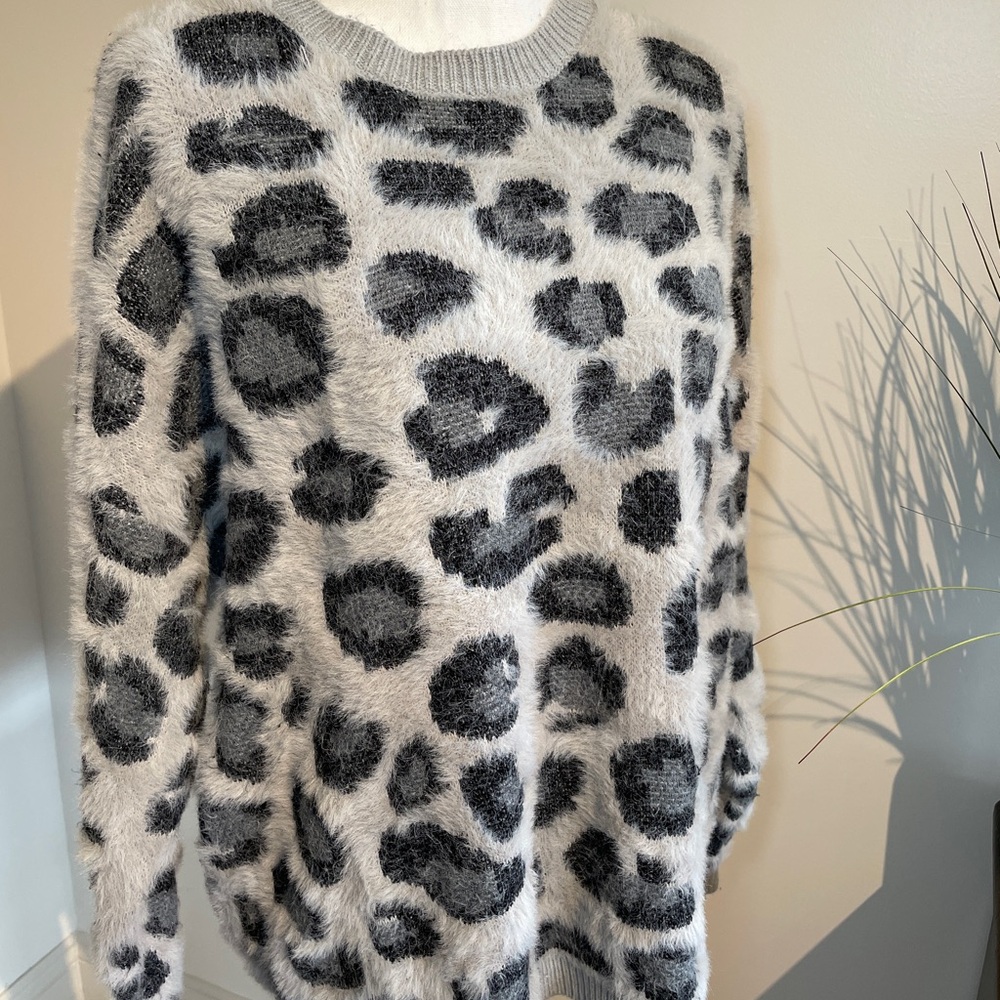 Time and Tru Fuzzy Animal Print Sweater